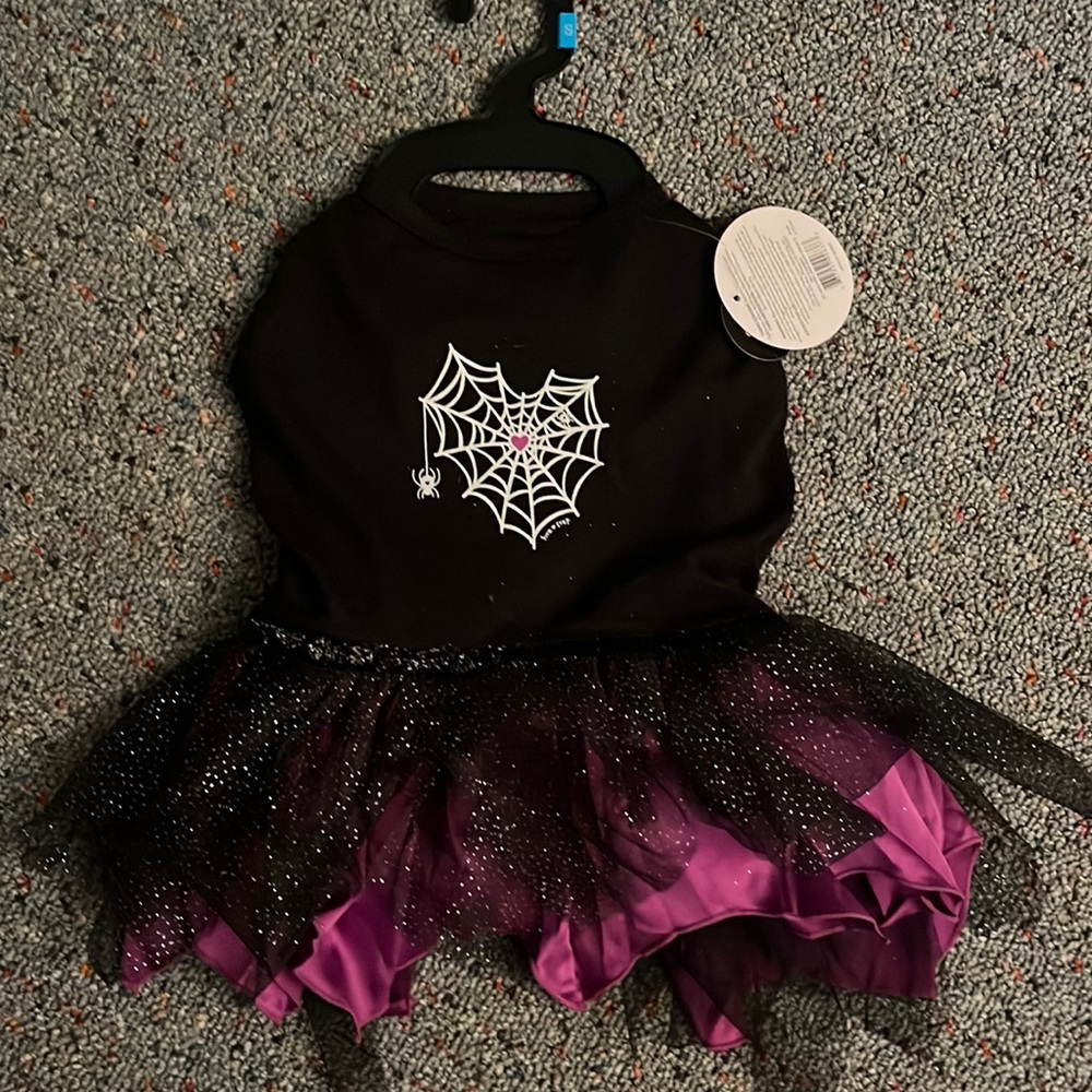 🩻NWT Dog Clothes Costume for Halloween spider web costume size small glow in da